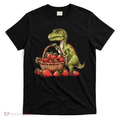 Strawberry Dinosaur Artwork Funny Dino Strawberry Fruit T-Shirt