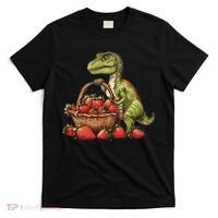 Strawberry Dinosaur Artwork Funny Dino Strawberry Fruit T-Shirt thumb 0