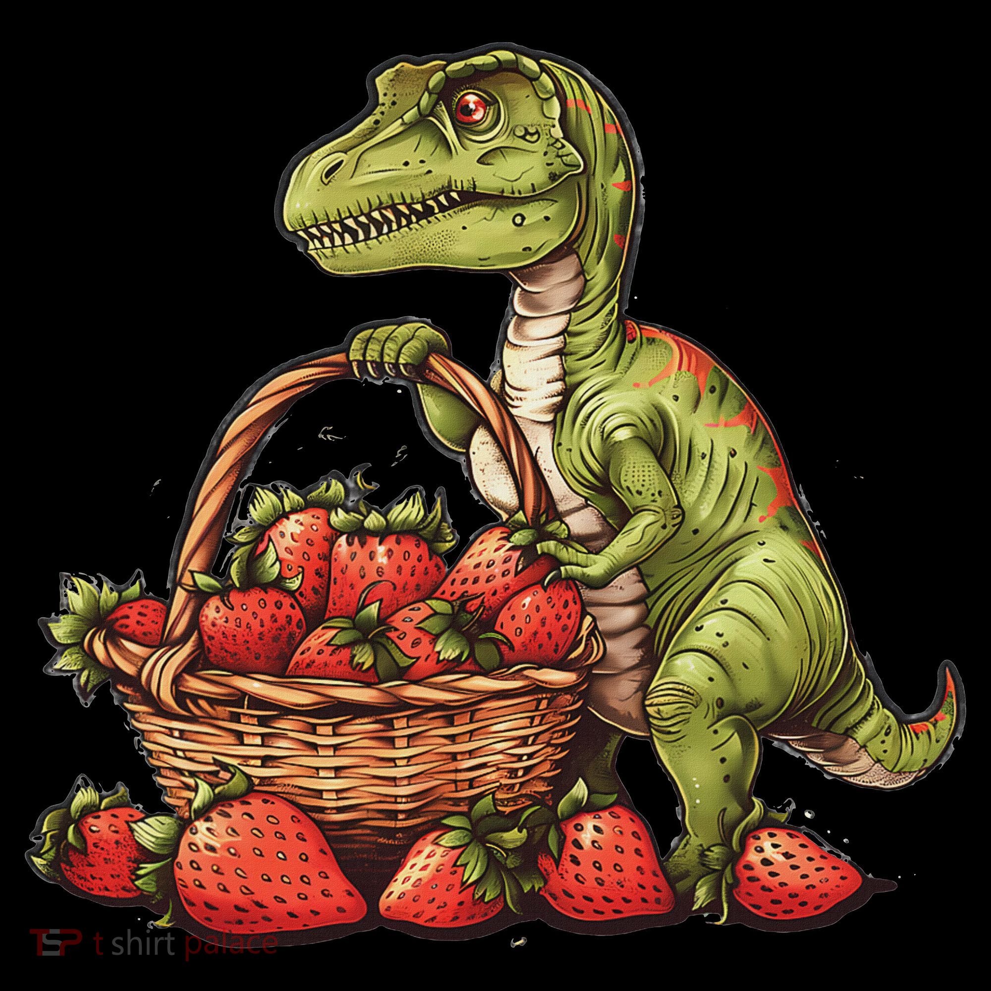 Strawberry Dinosaur Artwork Funny Dino Strawberry Fruit Button