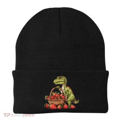 Strawberry Dinosaur Artwork Funny Dino Strawberry Fruit Beanie