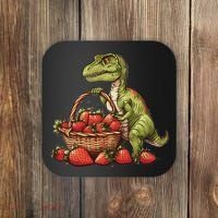 Strawberry Dinosaur Artwork Funny Dino Strawberry Fruit Coaster thumb 0