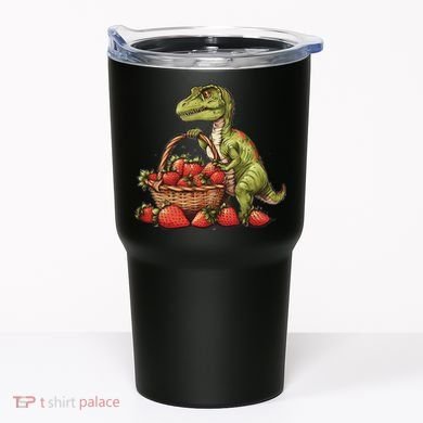 Strawberry Dinosaur Artwork Funny Dino Strawberry Fruit Tumbler