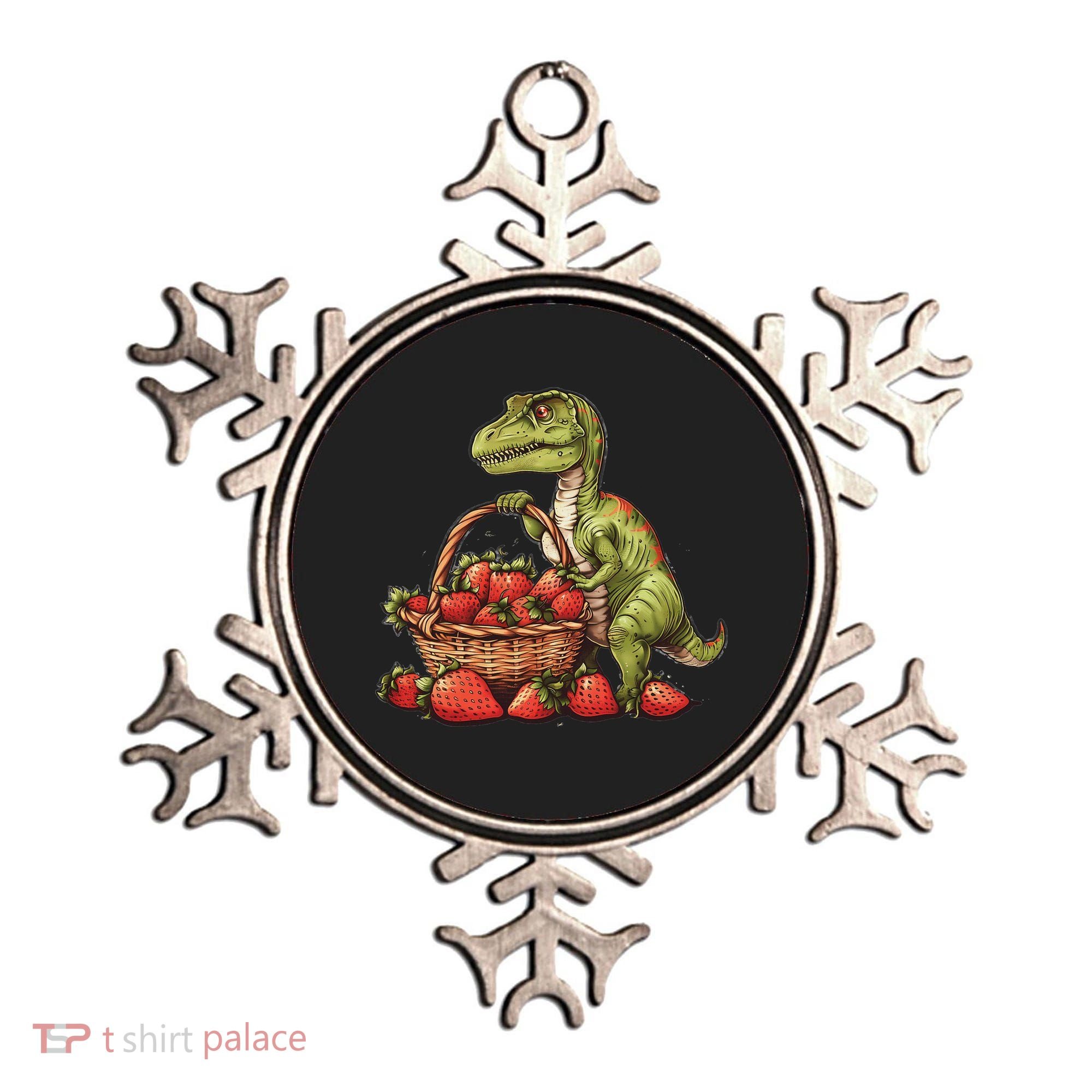 Strawberry Dinosaur Artwork Funny Dino Strawberry Fruit Ornament