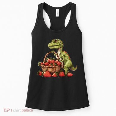 Strawberry Dinosaur Artwork Funny Dino Strawberry Fruit Women's Tank Top