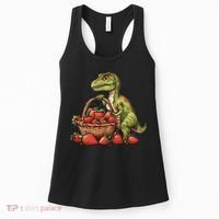 Strawberry Dinosaur Artwork Funny Dino Strawberry Fruit Women's Tank Top thumb 0