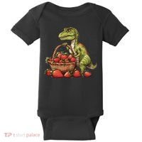 Strawberry Dinosaur Artwork Funny Dino Strawberry Fruit Baby Bodysuit thumb 0