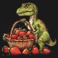 Strawberry Dinosaur Artwork Funny Dino Strawberry Fruit Baby Bodysuit thumb 2