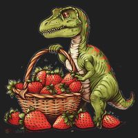 Strawberry Dinosaur Artwork Funny Dino Strawberry Fruit Hat thumb 2