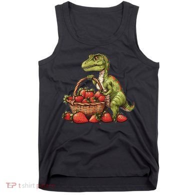 Strawberry Dinosaur Artwork Funny Dino Strawberry Fruit Tank Top