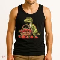 Strawberry Dinosaur Artwork Funny Dino Strawberry Fruit Tank Top thumb 3
