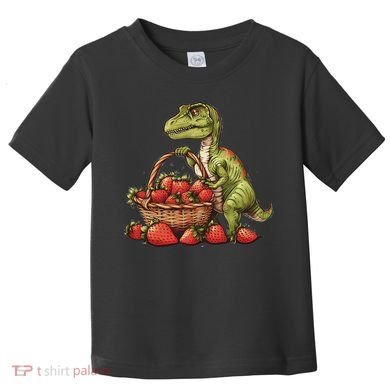 Strawberry Dinosaur Artwork Funny Dino Strawberry Fruit Toddler T-Shirt
