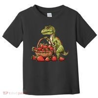 Strawberry Dinosaur Artwork Funny Dino Strawberry Fruit Toddler T-Shirt thumb 0