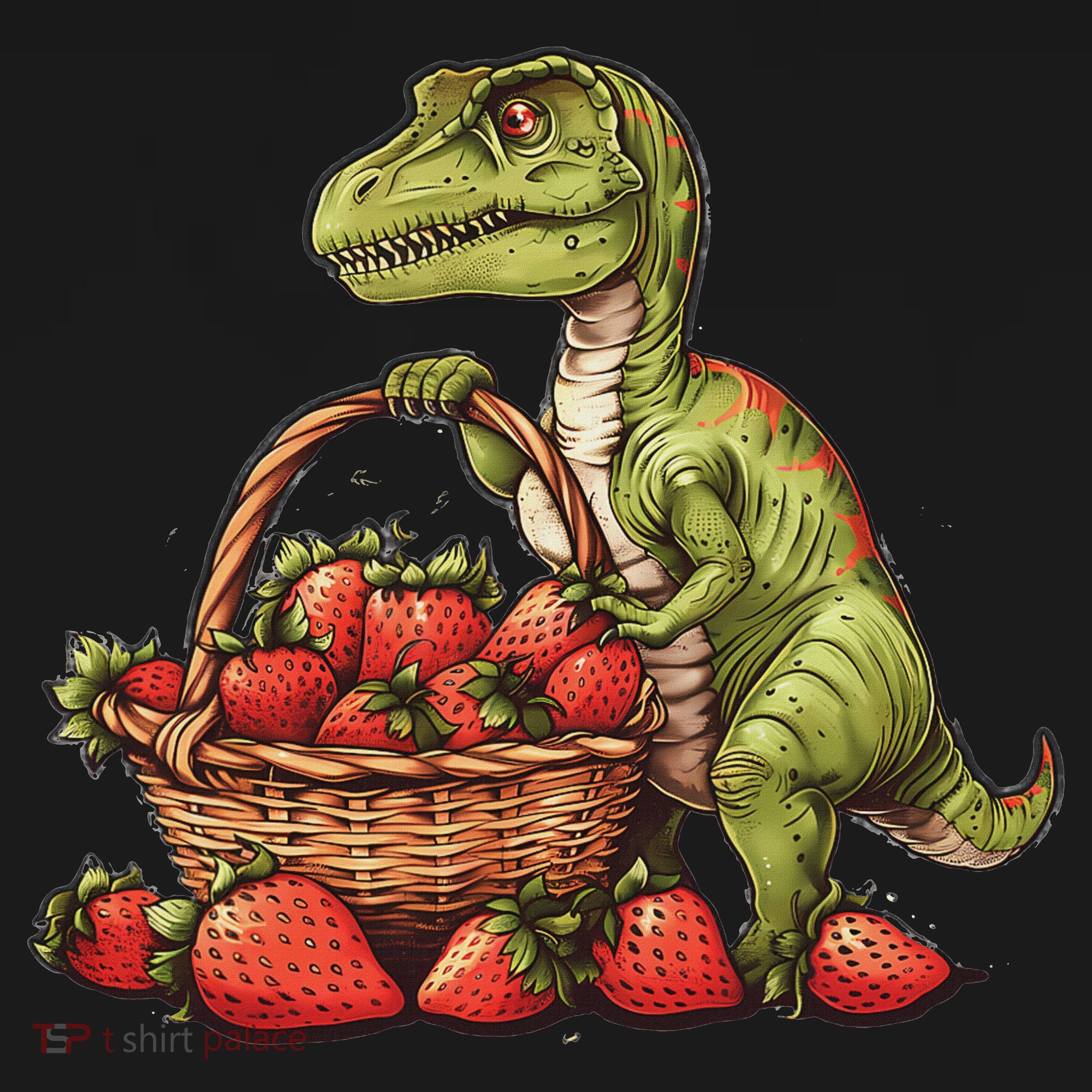 Strawberry Dinosaur Artwork Funny Dino Strawberry Fruit Toddler T-Shirt