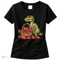 Strawberry Dinosaur Artwork Funny Dino Strawberry Fruit Women's T-Shirt thumb 0