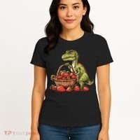 Strawberry Dinosaur Artwork Funny Dino Strawberry Fruit Women's T-Shirt thumb 4