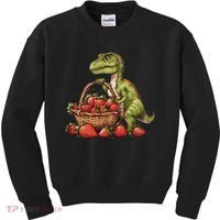Strawberry Dinosaur Artwork Funny Dino Strawberry Fruit Kids Sweatshirt thumb 0