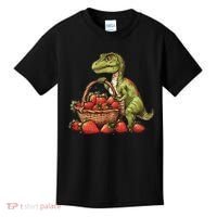 Strawberry Dinosaur Artwork Funny Dino Strawberry Fruit Kids T-Shirt thumb 0