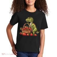 Strawberry Dinosaur Artwork Funny Dino Strawberry Fruit Kids T-Shirt thumb 2