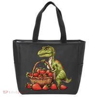 Strawberry Dinosaur Artwork Funny Dino Strawberry Fruit Tote Bag thumb 0
