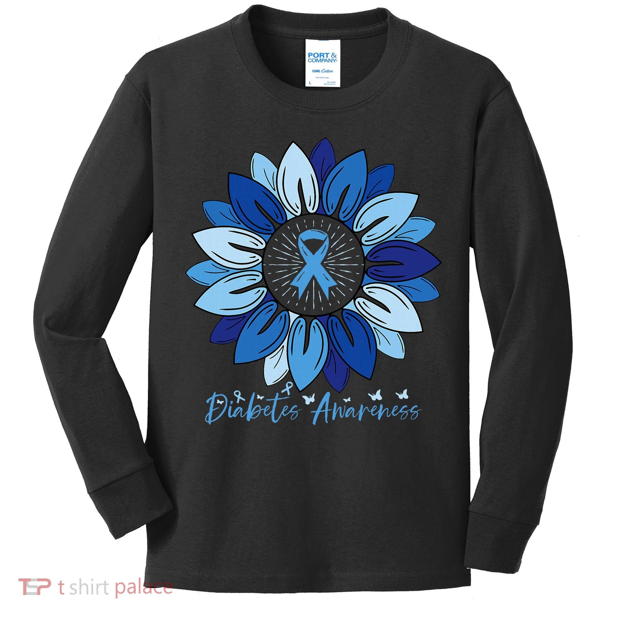 Sunflower Diabetes Awareness Month Kids Long Sleeve Shirt