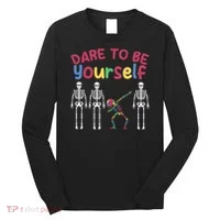 skeleton dancing autistic puzzle support autism awareness great gift Long Sleeve Shirt thumb 0