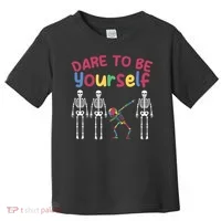 skeleton dancing autistic puzzle support autism awareness great gift Toddler T-Shirt thumb 0