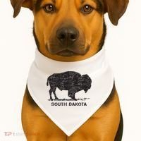 South Dakota And American Buffalo Bison USA-Made Doggie Bandana thumb 1