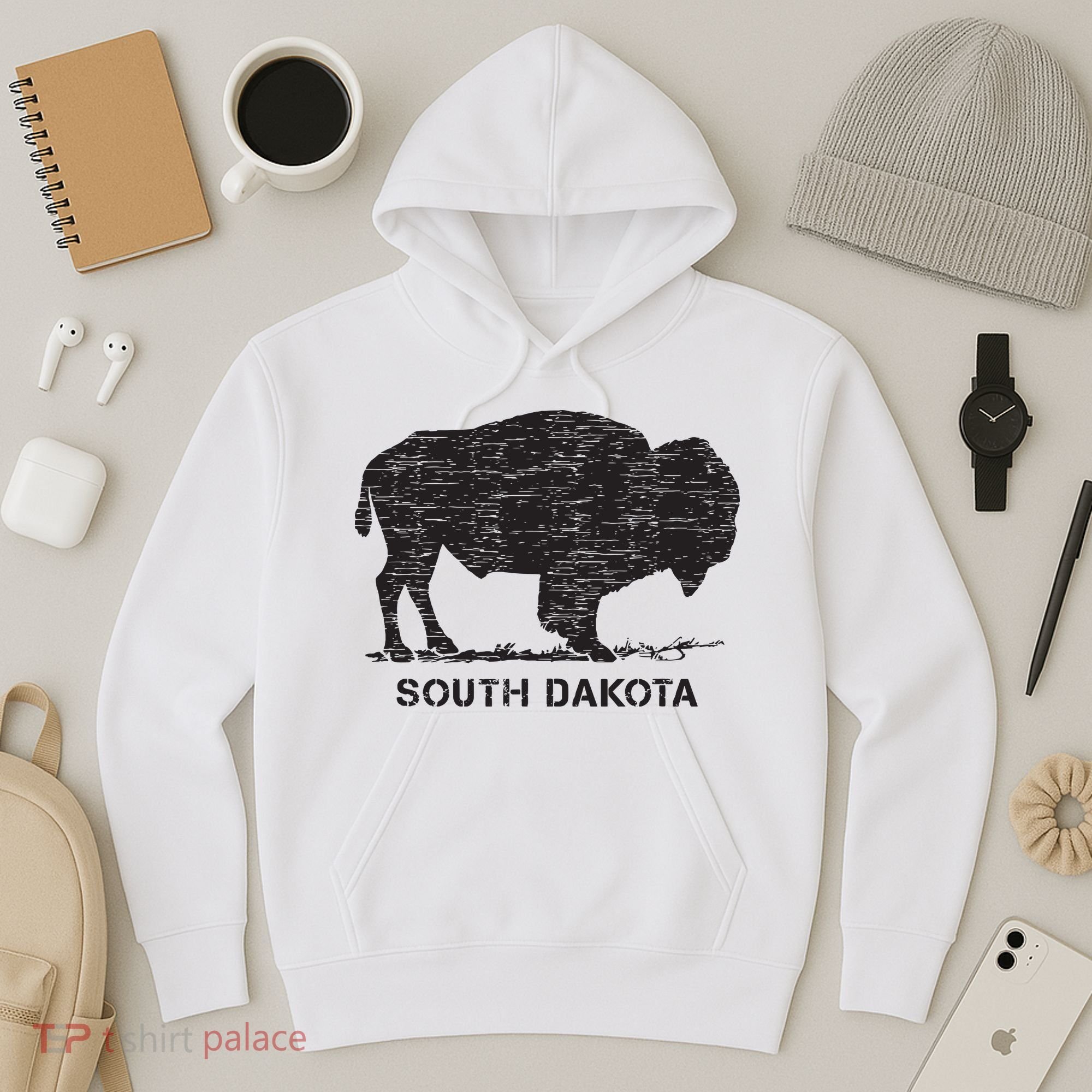 South Dakota And American Buffalo Bison Hoodie