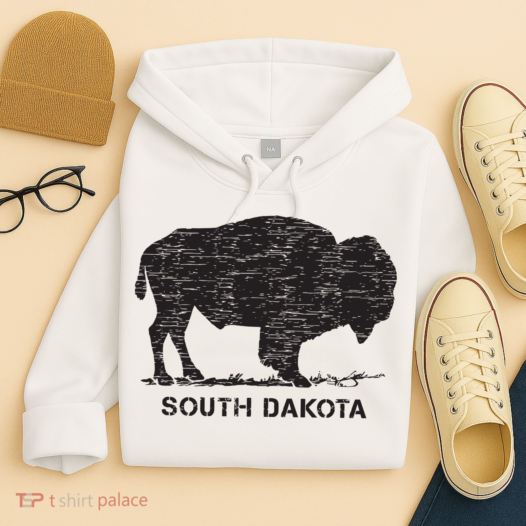 South Dakota And American Buffalo Bison Hoodie