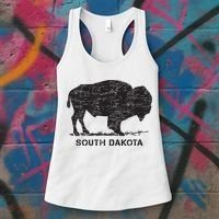 South Dakota And American Buffalo Bison Women's Tank Top thumb 3