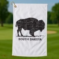 South Dakota And American Buffalo Bison Golf Towel thumb 1