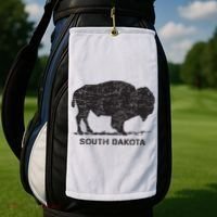 South Dakota And American Buffalo Bison Golf Towel thumb 2