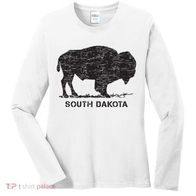 South Dakota And American Buffalo Bison Women's Long Sleeve Shirt