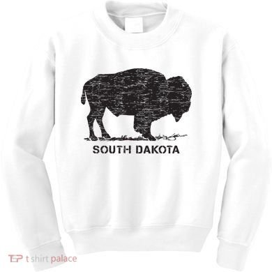 South Dakota And American Buffalo Bison Kids Sweatshirt