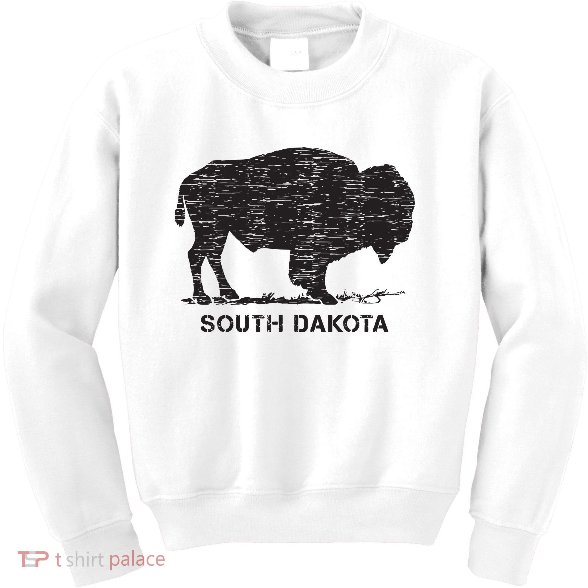 South Dakota And American Buffalo Bison Kids Sweatshirt