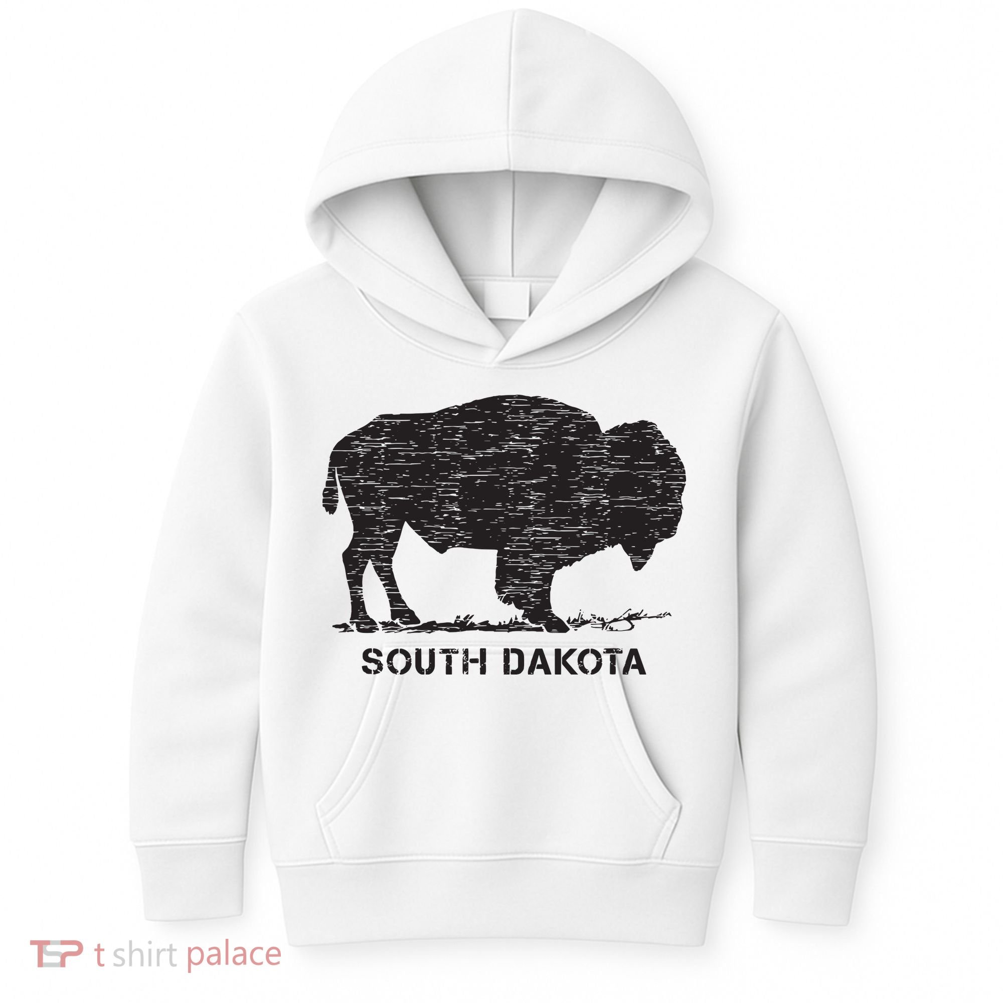 South Dakota And American Buffalo Bison Kids Hoodie