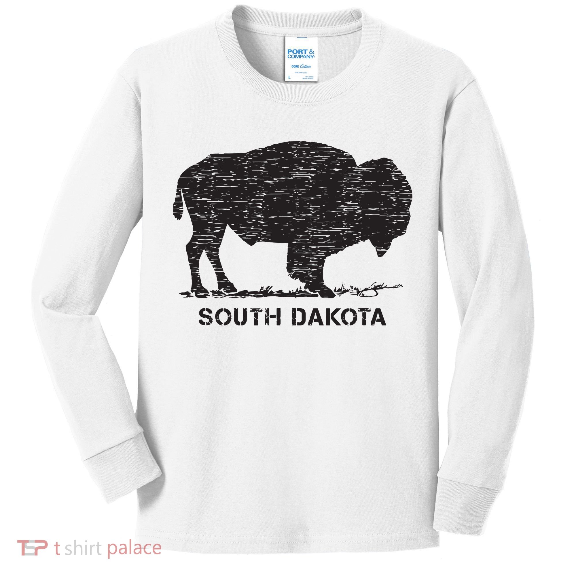 South Dakota And American Buffalo Bison Kids Long Sleeve Shirt