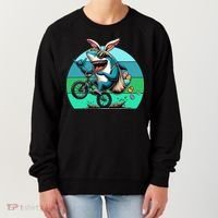 Shark Dressed As Easter Bunny Riding A BMX Bike Women's Sweatshirt thumb 0