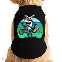 Shark Dressed As Easter Bunny Riding A BMX Bike Doggie Tank thumb 0