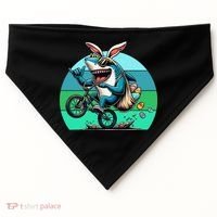Shark Dressed As Easter Bunny Riding A BMX Bike USA-Made Doggie Bandana thumb 0