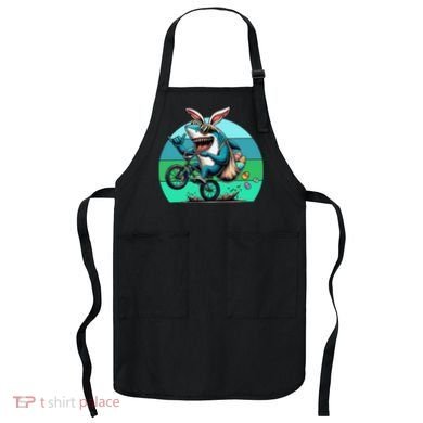 Shark Dressed As Easter Bunny Riding A BMX Bike Apron