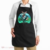 Shark Dressed As Easter Bunny Riding A BMX Bike Apron thumb 2