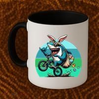Shark Dressed As Easter Bunny Riding A BMX Bike Coffee Mug thumb 2