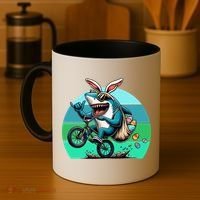 Shark Dressed As Easter Bunny Riding A BMX Bike Coffee Mug thumb 4