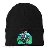 Shark Dressed As Easter Bunny Riding A BMX Bike Beanie thumb 0