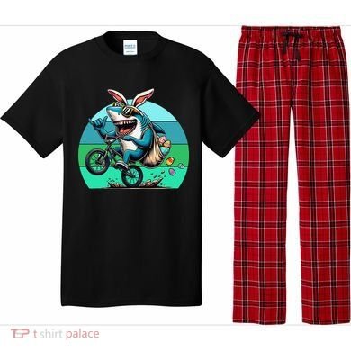 Shark Dressed As Easter Bunny Riding A BMX Bike Pajama Set