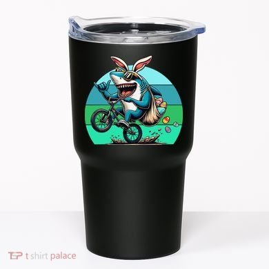 Shark Dressed As Easter Bunny Riding A BMX Bike Tumbler