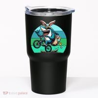 Shark Dressed As Easter Bunny Riding A BMX Bike Tumbler thumb 0