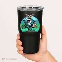 Shark Dressed As Easter Bunny Riding A BMX Bike Tumbler thumb 2