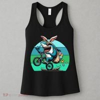 Shark Dressed As Easter Bunny Riding A BMX Bike Women's Tank Top thumb 3